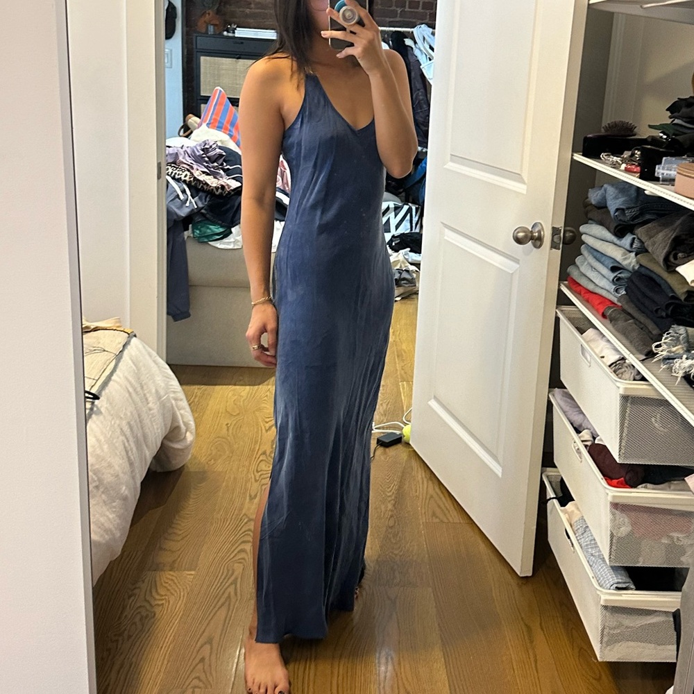 J.Crew Alicia cupro-blend navy blue racerback slip dress
